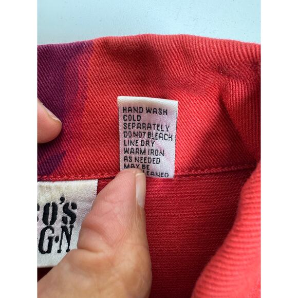 Chico’s Design Women’s Denim Blazer Jacket Sz 2 (8-10) Medium Red Spring Button - Picture 5 of 8